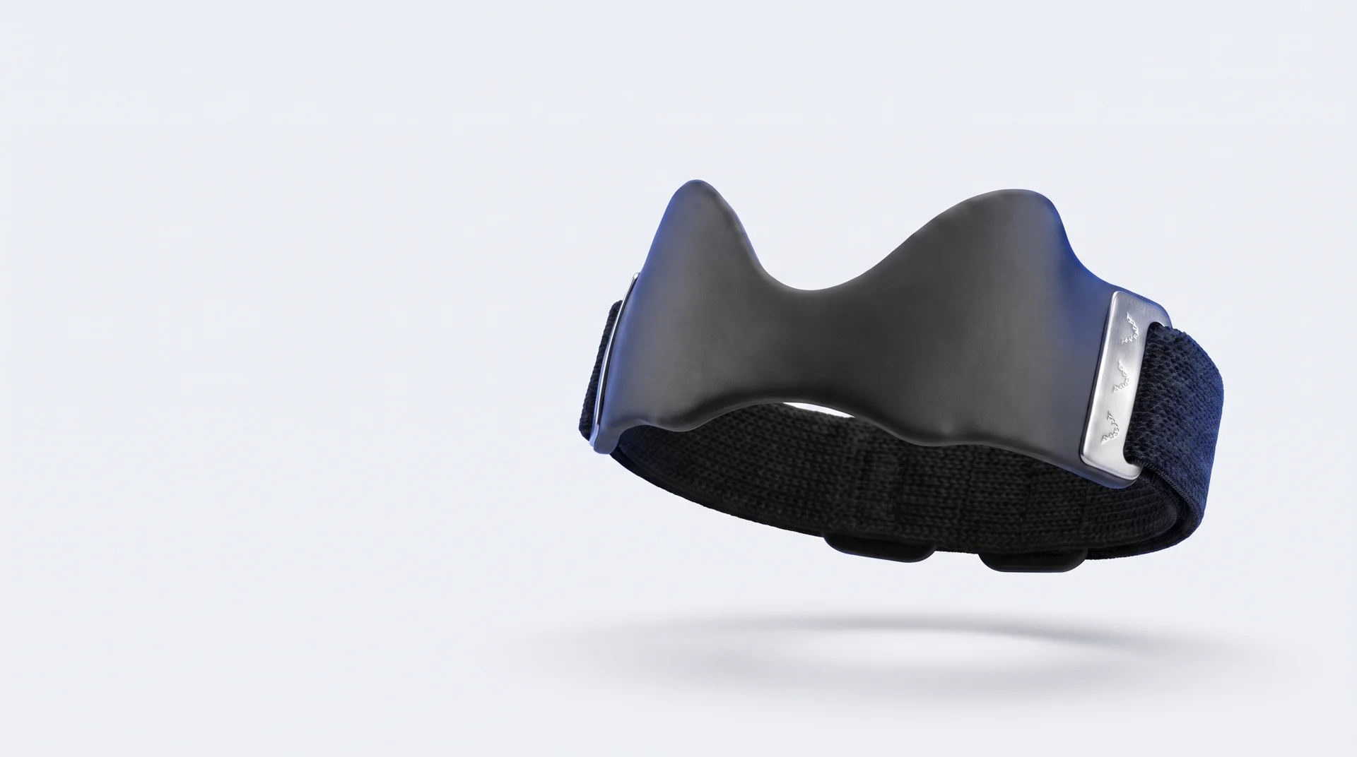 Precision strap in graphite black, showing the silicone pad and adjustable woven loop